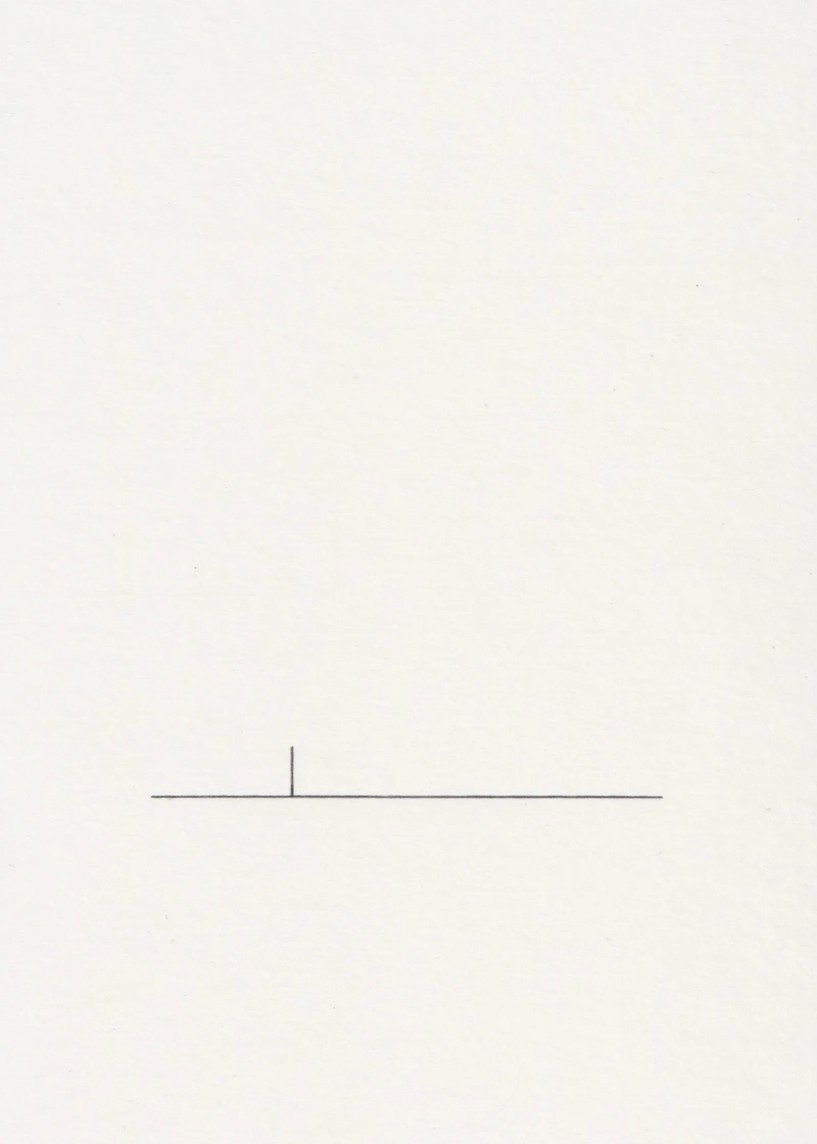 Pencil line drawing on paper: a short vertical post on a horizontal line, a little right of where it began.