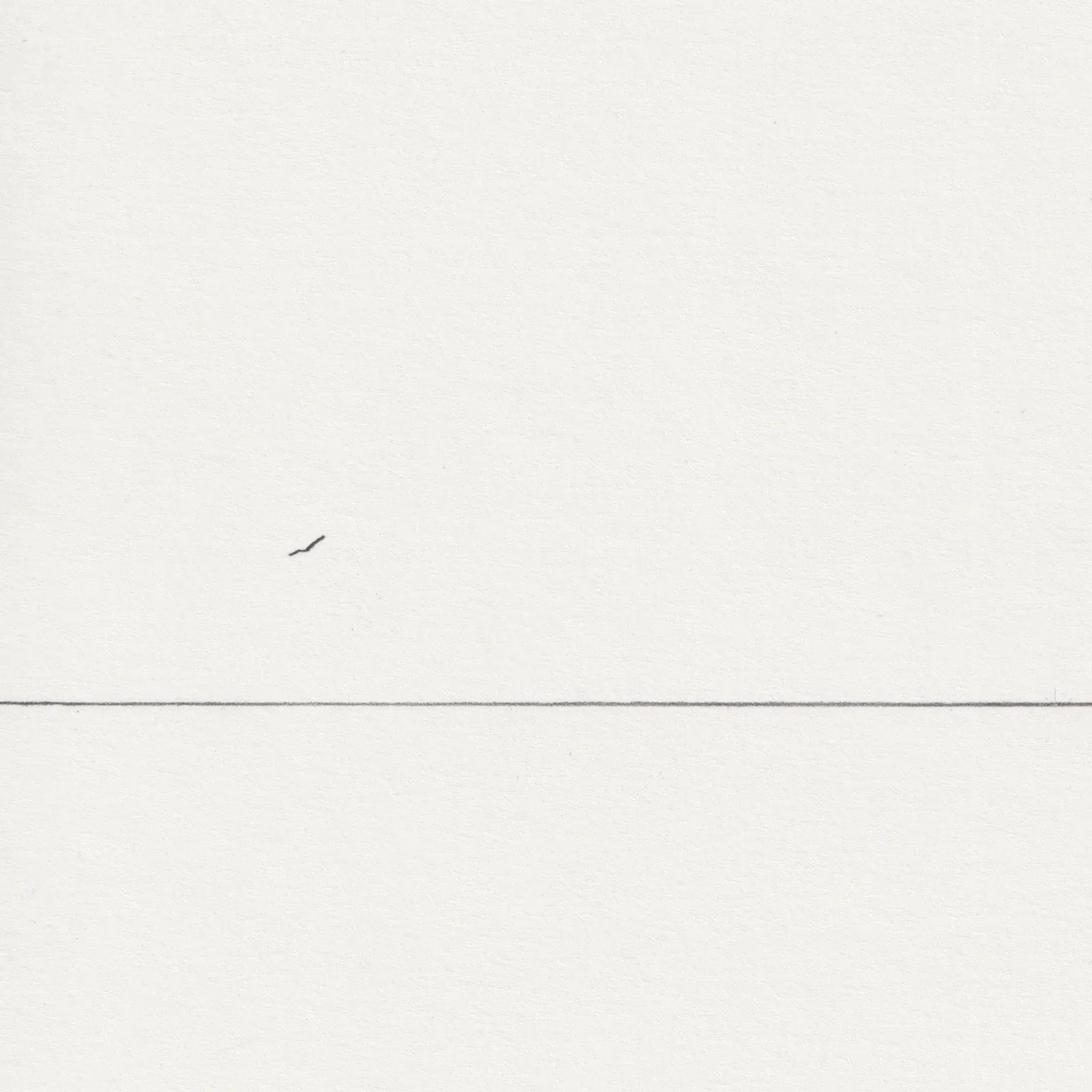 Minimal pencil line drawing on paper: a single horizontal line with a small mark above it.