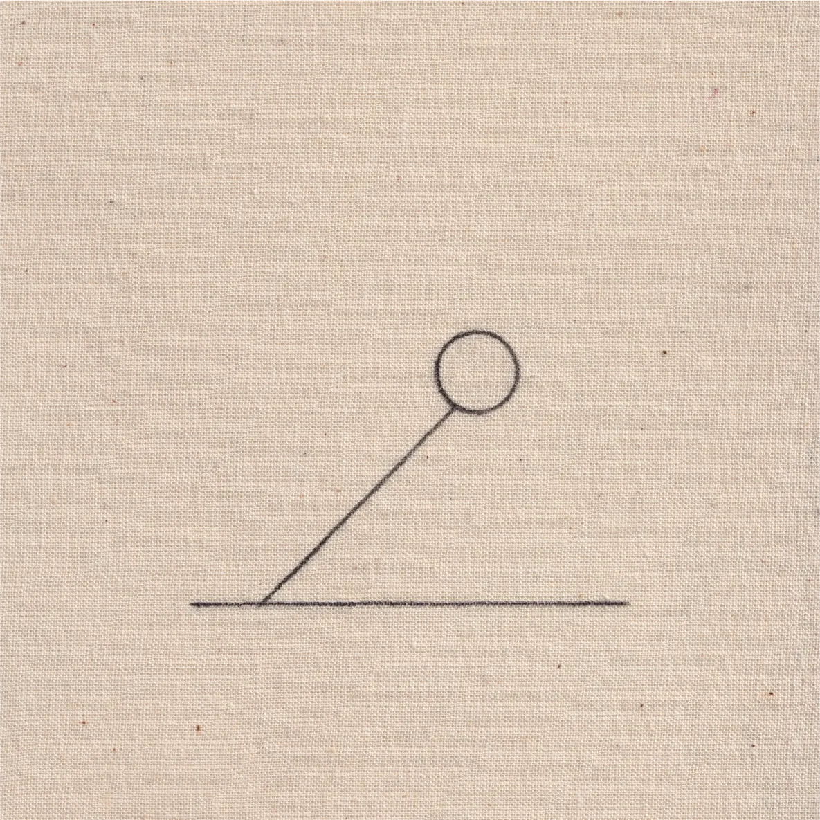 Ink line drawing on paper: three nested arching lines above a small vertical mark, captioned 'Never enough.'