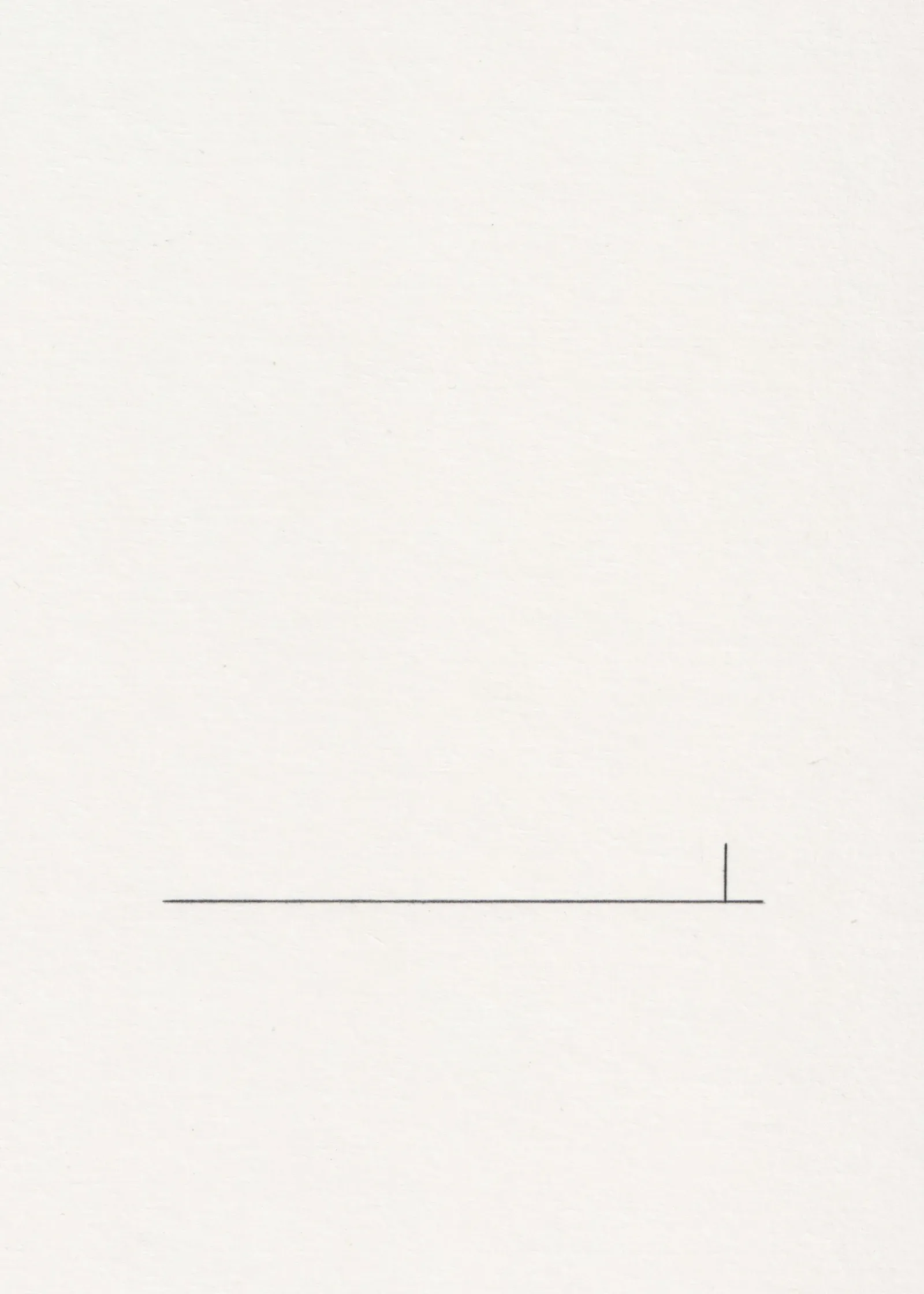 Pencil line drawing on paper: a vertical post near the right end of a horizontal line.