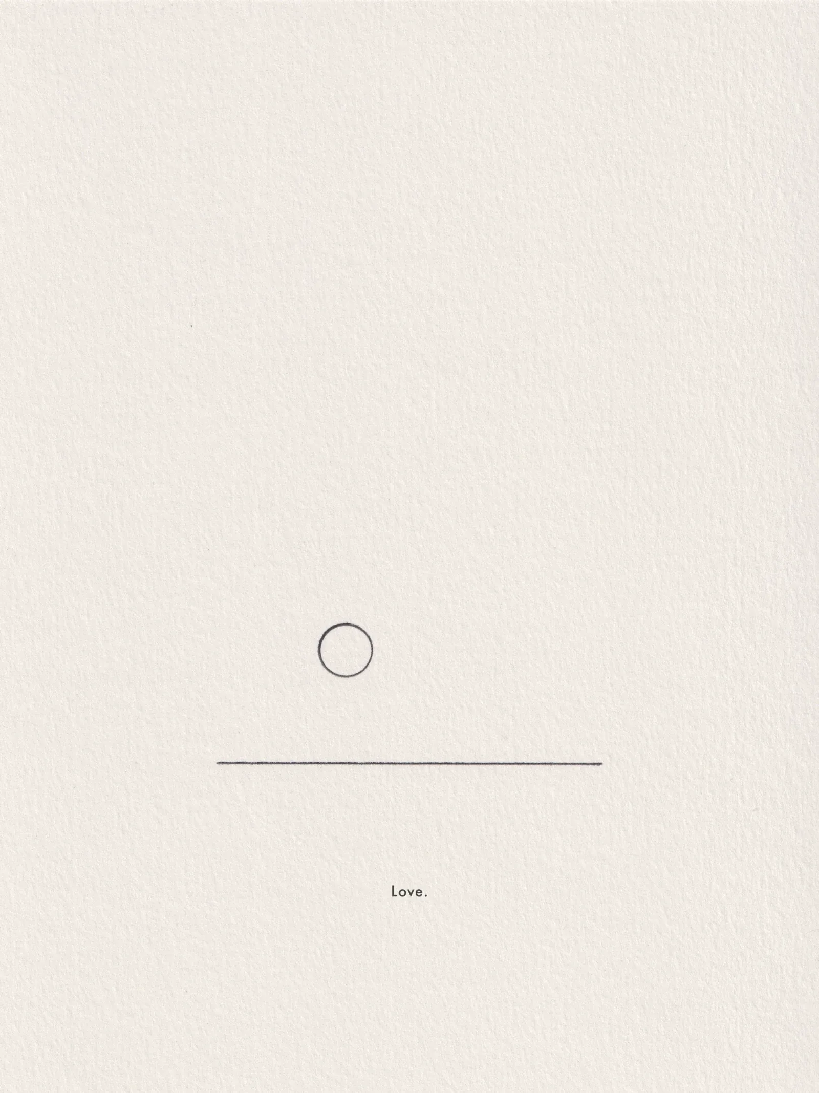 Ink line drawing on paper, captioned 'Love.'